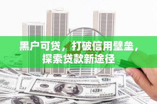汝阳黑户可贷，打破信用壁垒，探索贷款新途径