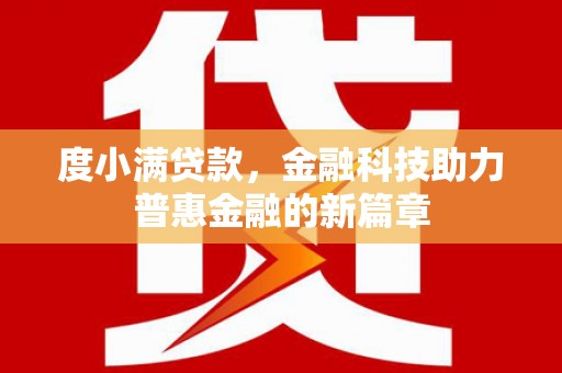 阳谷度小满贷款，金融科技助力普惠金融的新篇章