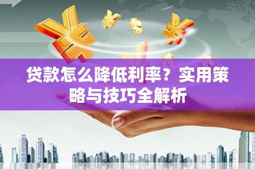 西陵贷款怎么降低利率？实用策略与技巧全解析